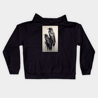 Raven's Reverie - Two Black Crow Art Kids Hoodie